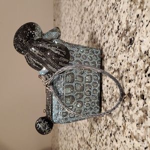 Judith Leiber Blue and Black Crystal Poodle Handbag